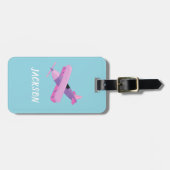 Boys Cute Pink & Blue Kids Airplane Travel  ラゲッジタグ (正面横)