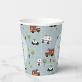 Boys Cute Police Car Fire Engine Birthday Kids 紙コップ (右)