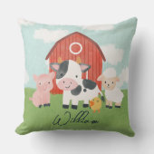 Boys Cute Rustic Farm Animals Kids クッション (正面)