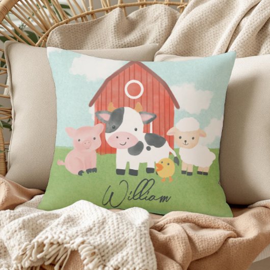 Boys Cute Rustic Farm Animals Kids クッション