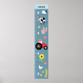Boys Cute & Rustic Farm Tractor Growth Chart ポスター (正面)