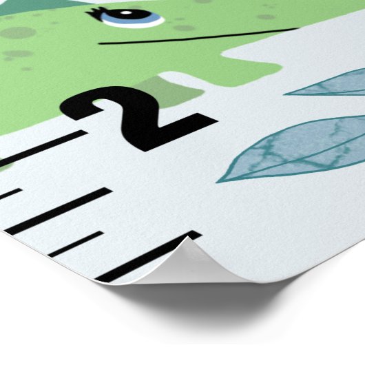 Boys Cute Safari Animals Elephant Growth Chart ポスター (角)