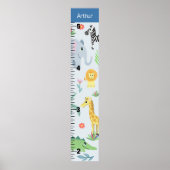 Boys Cute Safari Animals Elephant Growth Chart ポスター (正面)