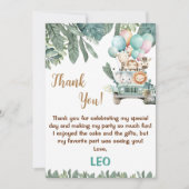 Boys Cute Safari Birthday  サンキューカード (正面)