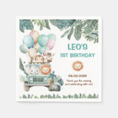 Boys Cute Safari Birthday  スタンダードカクテルナプキン (正面)