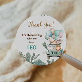 Boys Cute Safari Birthday  ラウンドシール