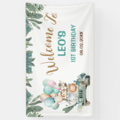 Boys Cute Safari Birthday  横断幕 (縦)