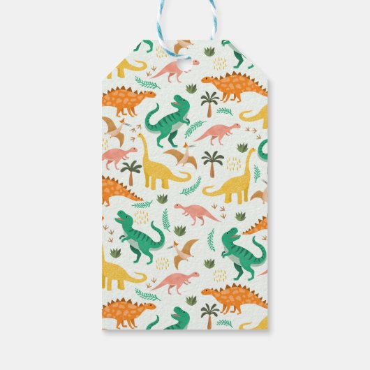 Boys Cute T-Rex Jungle Dinosaur Birthday Favor ギフトタグ (裏面)