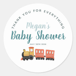Boys Cute Train Thank You Baby Shower Favor ラウンドシール