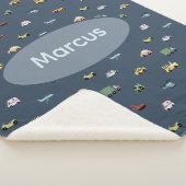 Boys Cute Transport Car Pattern monogram Kids シェルパブランケット (3/4)