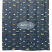 Boys Cute Transport Car Pattern monogram Kids シャワーカーテン (正面)