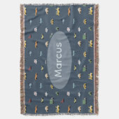 Boys Cute Transport Car Pattern monogram Kids スローブランケット (正面縦)