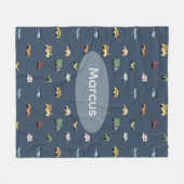 Boys Cute Transport Car Pattern monogram Kids フリースブランケット (正面(横))