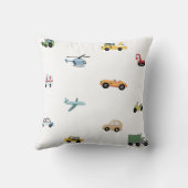 Boys Cute Transport Car Pattern Monogram Name Kids クッション (裏面)