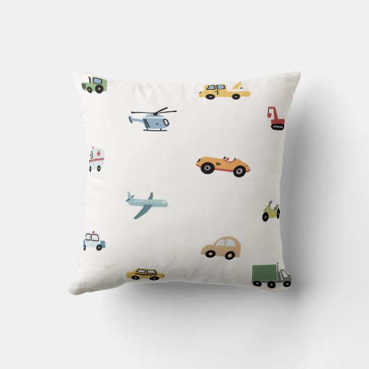 Boys Cute Transport Car Pattern Monogram Name Kids クッション (裏面)