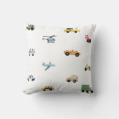 Boys Cute Transport Car Pattern Monogram Name Kids クッション (正面)
