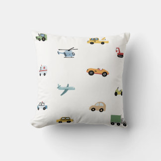 Boys Cute Transport Car Pattern Monogram Name Kids クッション