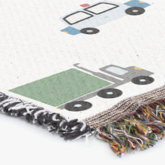 Boys Cute Transport Car Pattern Monogram Name Kids スローブランケット