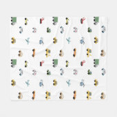 Boys Cute Transport Car Pattern Monogram Name Kids フリースブランケット (正面(横))