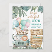 Boys Cute Wild Two Safari 2nd Birthday 招待状 (正面)