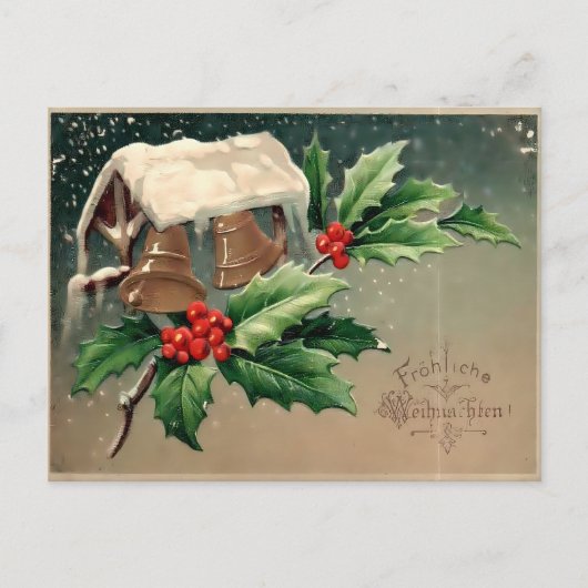 Boys Cutting the Christmas Tree in Snowy Forest ポストカード (正面)