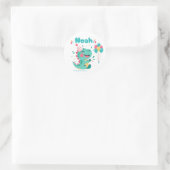 Boys Dinosaur Birthday Party Sticker Editable ラウンドシール (バッグ)