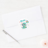Boys Dinosaur Birthday Party Sticker Editable ラウンドシール (封筒)