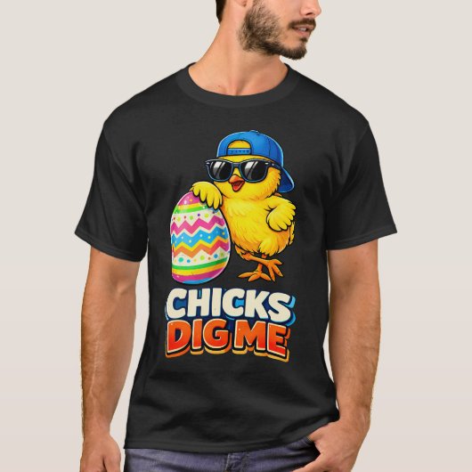 Boys Easter Cute Chicks Dig Me Easter Boys Tシャツ (正面)
