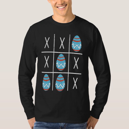 Boys Easter Eggs Tic Tac Toe XO XO  2023 Easter Tシャツ (正面)