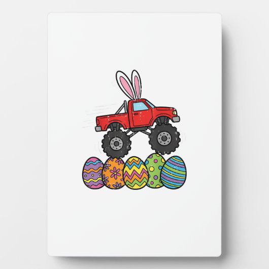 Boys Easter Monster Truck Happy Easter Day Eggs To フォトプラーク (正面)