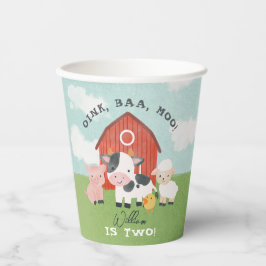 Boys Farm Animal Barnyard Cute 2nd Birthday 紙コップ