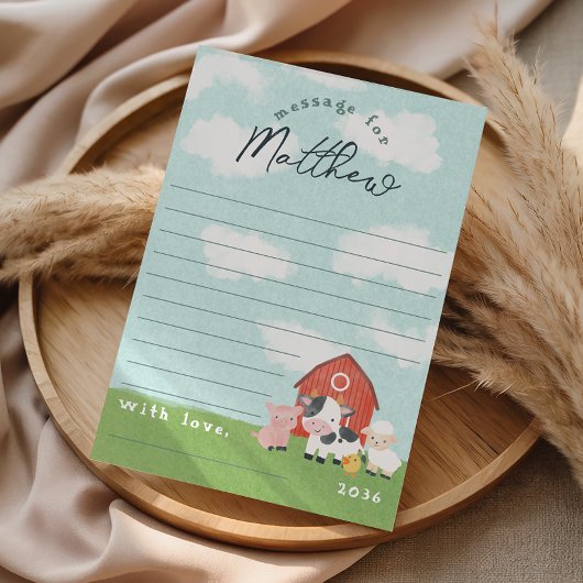 Boys Farm First Birthday Time Capsule Cards 招待状