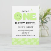 BOYS FIRST BIRTHDAY INVITATION ONE HAPPY DUDE  招待状 (スタンド正面)