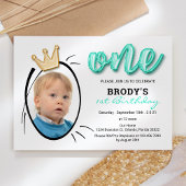 Boys First Birthday Party,ミニマリスト写真 招待状