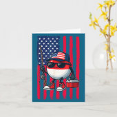 Boys Fishing Rod American Flag Patriotic Fishing F カード (黄色い花)