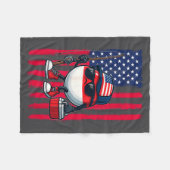 Boys Fishing Rod American Flag Patriotic Fishing F フリースブランケット (正面(横))