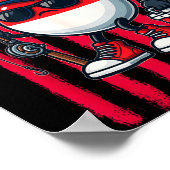 Boys Fishing Rod American Flag Patriotic Fishing F ポスター (角)