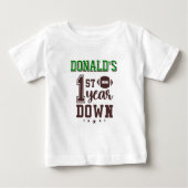 Boy's Football First Year Down 1st Birthday ベビーTシャツ (正面)