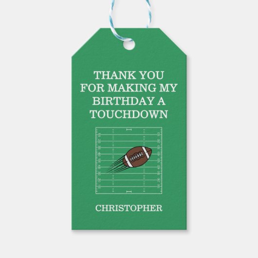 Boys Football First Year Down 1st Birthday Party ギフトタグ (正面)