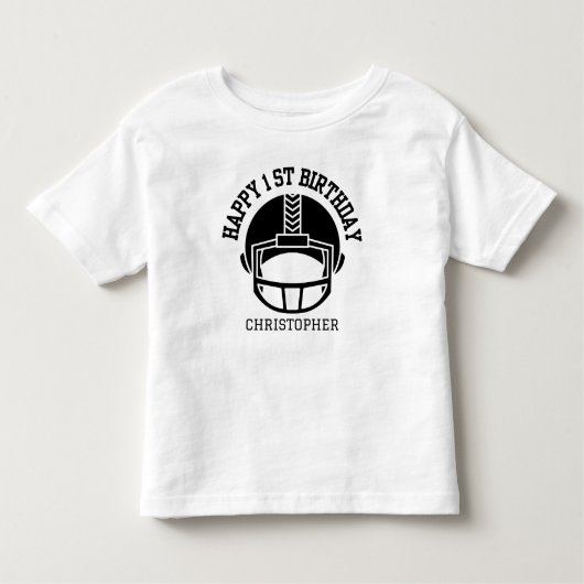 Boys Football First Year Down 1st Birthday Party トドラーTシャツ (正面)