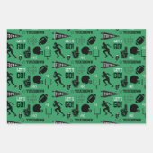 Boys Football First Year Down 1st Birthday Party ラッピングペーパーシート (正面2)