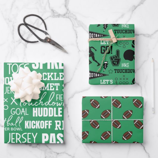 Boys Football First Year Down 1st Birthday Party ラッピングペーパーシート (正面)