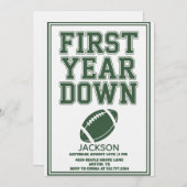 Boy's Football First Year Down 1st Birthday Party 招待状 (正面/裏面)