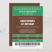 Boys Football First Year Down 1st Birthday Party 招待状 (正面/裏面)