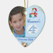 Boy's Four Christmasフォトカスタムハートギフト セラミックオーナメント (左)