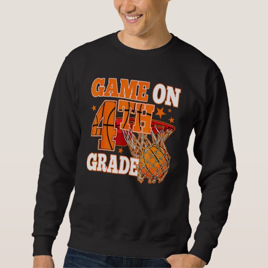 Boys Game On 4th Grade Basketball Back To School T スウェットシャツ (正面)