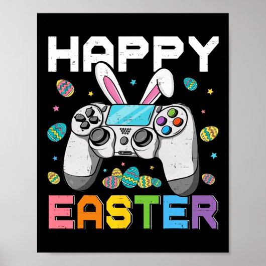 Boys Gamer Happy Easter Day Video Games Bunny Gami ポスター (正面)