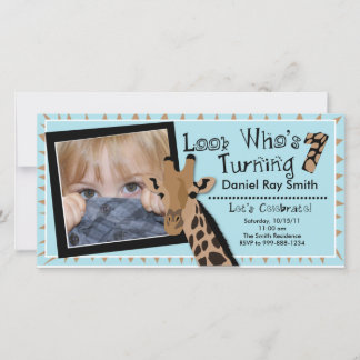 Boys Giraffe First Birthday Party招待