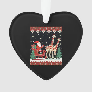 Boys Girls Santa Claus Riding Giraffe Sleigh Ugly  オーナメント