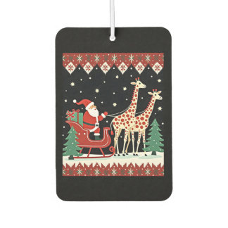 Boys Girls Santa Claus Riding Giraffe Sleigh Ugly  カーエアーフレッシュナー